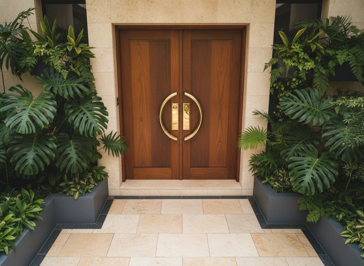 Detailed facade of a premium Singapore landed home entrance
