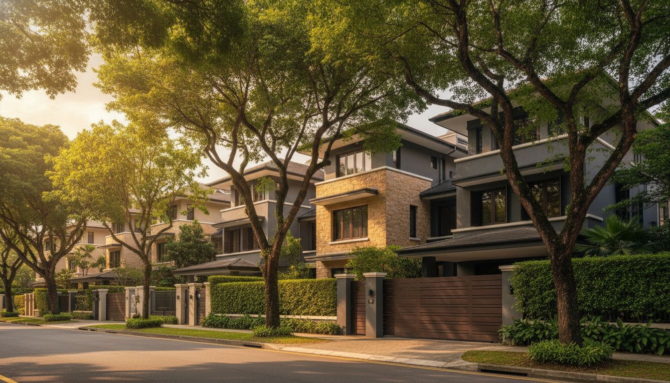 Tree-lined District 10 street with terrace and semi-detached landed houses