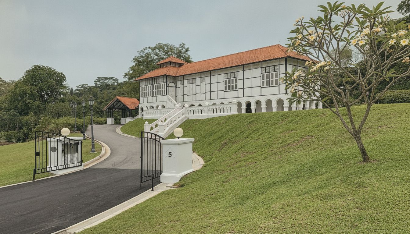 Elegant landed home facade near Cypress Avenue