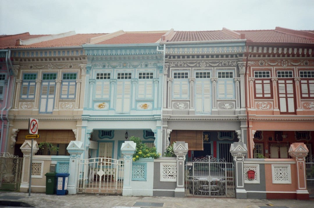 Architectural facade detail of a Singapore semi-detached house